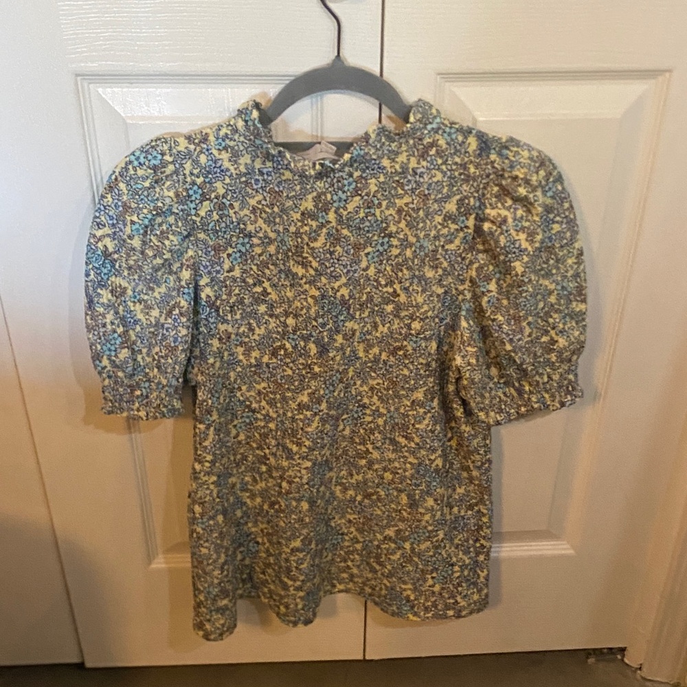 Loft Blue And Yellow Patterned Top - image 7